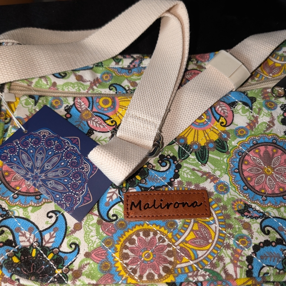 Colorful Floral Crossbody Bag Malirona multi-coloured floral canvas tote bag - Picture 5 of 6